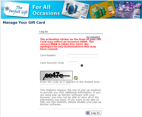 Activate and check your gift card