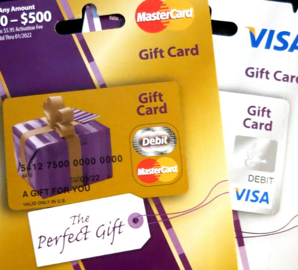 Mastercard or Visa gift cards for kids